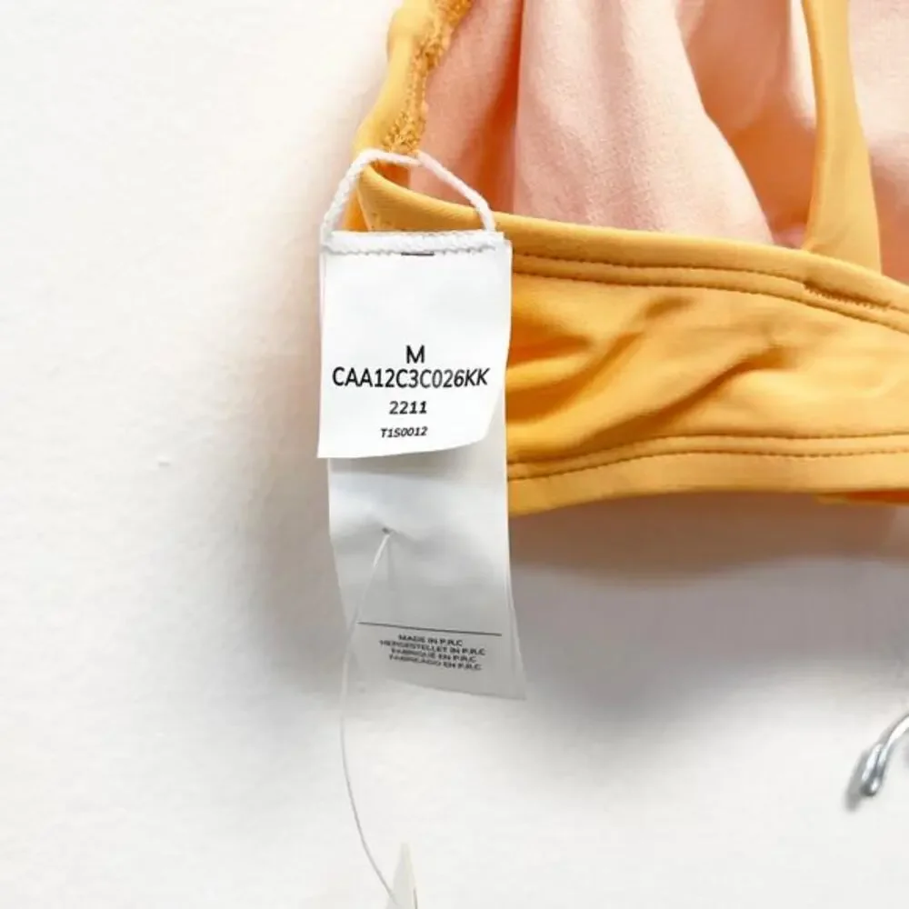 Cupshe X Stassie Oasis Chiffon Bralette & V Cut Cheeky Bikini Set Orange‎ Size M